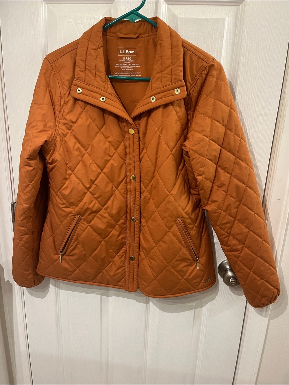 L.L. Bean Quilted Puffer Jacket in Rust Orange